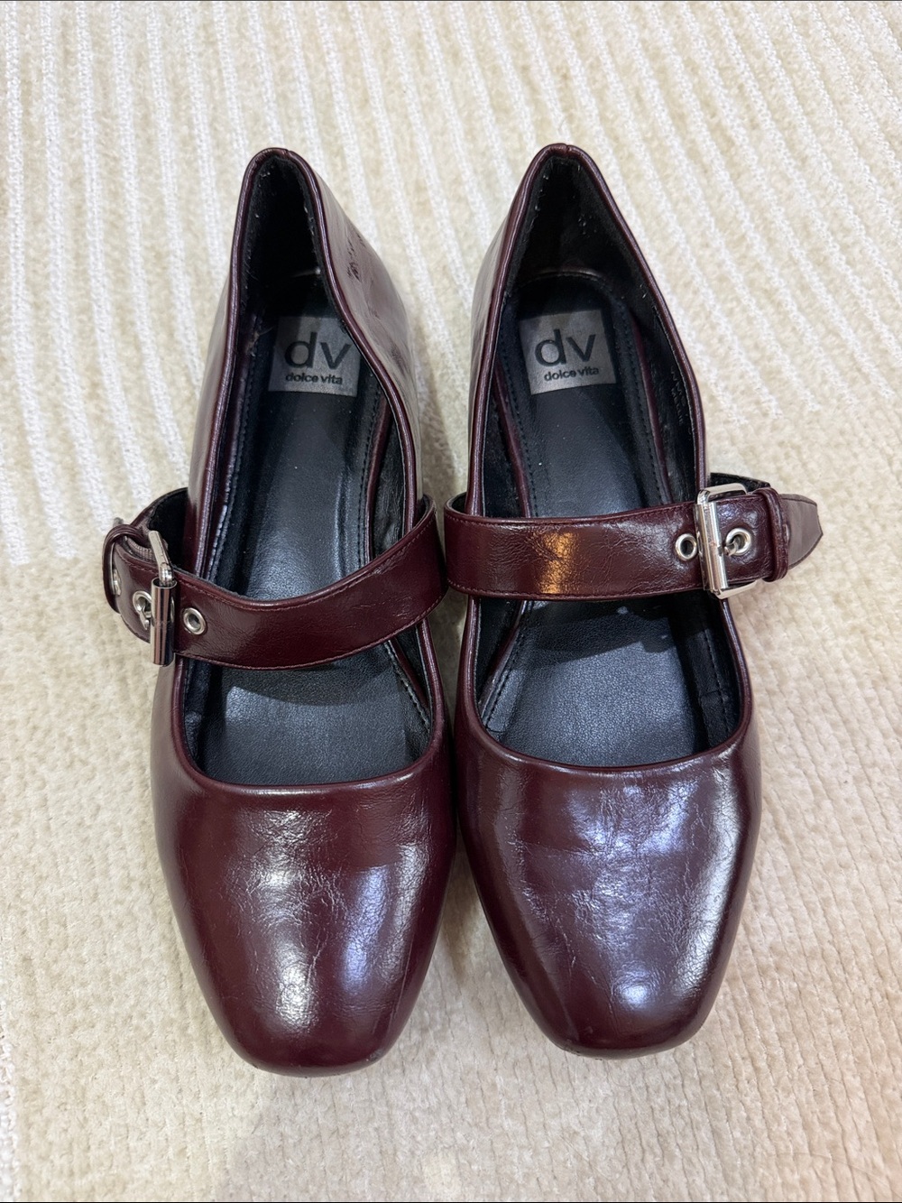 DV by Dolce Vita Burgundy Mary Jane Flats with Buckle Strap